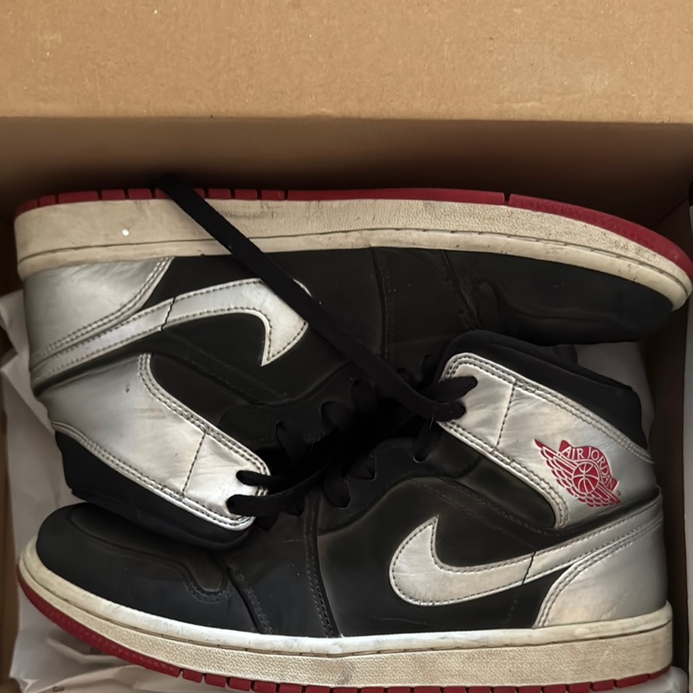 Jordan Black and White Sneakers with Red Details